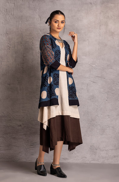 BLACK & BLUE AJRAKH PRINTED COTTON JACKET (PR-21/JKT)