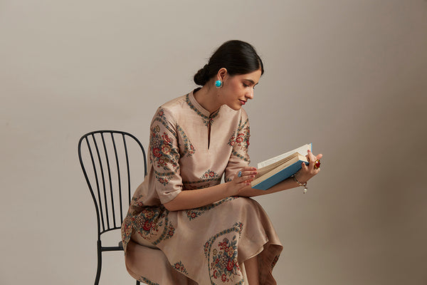 BEIGE SILK CHANDERI TUNIC (1 PC)