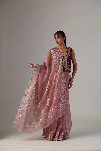 PURPLE DUPION JACKET WITH BLOUSE (2 PCS)