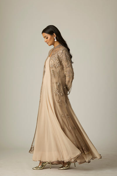 TOOSH CHIFFON & TULLE EMBROIDERED ANARKALI SET (2 PCS)