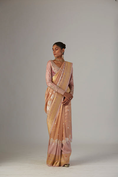 OLD ROSE BROCADE SAREE (2 PCS)