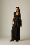 BLACK SATIN TOP & SKIRT SET (2 PCS)