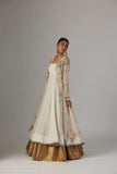 IVORY CHIFFON ANARKALI PAIRED WITH TULLE NET JACKET ( TL-89B)