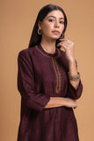 BROWN DUPION EMB. KURTA SET (2 PCS)