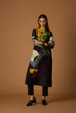 BLACK & YELLOW VISC.DUPION PRINTED TUNIC (BC-06)