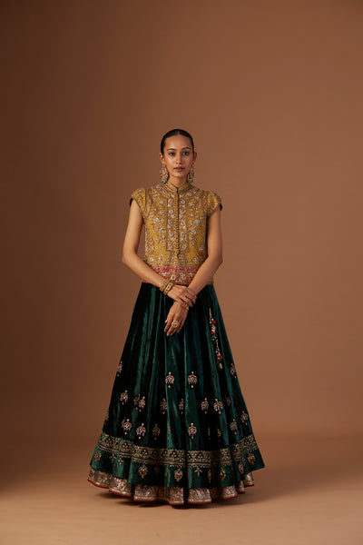 EMERALD GREEN EMBROIDERED LEHENGA (1 PC)