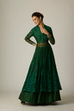 GREEN TULLE EMBROIDERED ANARKALI SET(3 PCS)
