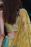 Yellow Viscose Dupion Scalloped Emb. Lehenga & Yellow Organza Emb. Dupatta (Sk-34b/dup Fa-56a/bls, Fa-56/leh)