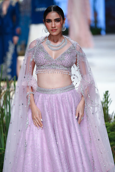 Lilac Tulle Net Skirt & Blouse ( Fa-54)