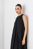 BLACK MELANGE LONG SLEEVELESS DRESS (1 PC)