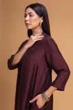 BROWN DUPION EMB. KURTA SET (2 PCS)