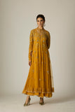 MUSTARD CHIFFON & TULLE EMBROIDERED JACKET SET (2 PCS)