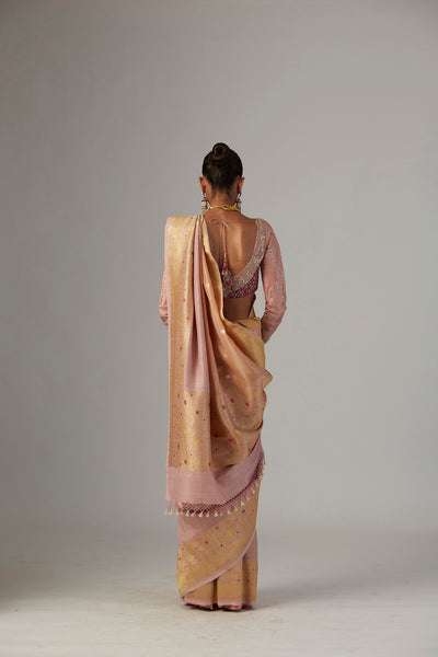 OLD ROSE BROCADE SAREE (2 PCS)