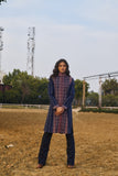 BLUE HANDWOVEN COTTON LONG JACKET (1 PC)
