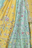 Yellow Viscose Dupion Scalloped Emb. Lehenga & Yellow Organza Emb. Dupatta (Sk-34b/dup Fa-56a/bls, Fa-56/leh)