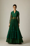 GREEN TULLE EMBROIDERED ANARKALI SET(3 PCS)