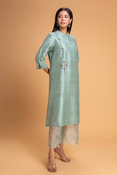AQUA DUPION EMB. KURTA SET (2 PCS)