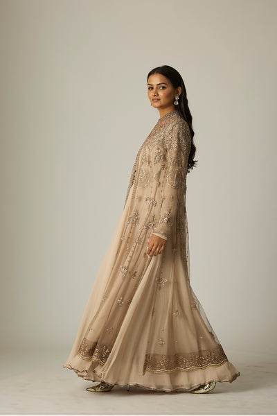 TOOSH CHIFFON & TULLE EMBROIDERED ANARKALI SET (2 PCS)