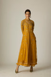 MUSTARD CHIFFON & TULLE EMBROIDERED JACKET SET (2 PCS)
