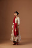 TOOSH SILK CHANDERI ANARKALI WITH TOOSH EMB PANTS AND GEO TUSSAR DUP ( BRM-14B)