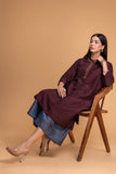 BROWN DUPION EMB. KURTA SET (2 PCS)