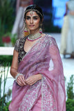 LILAC ORGANZA & VELVET EMBROIDERED SAREE SET (4 PCS)