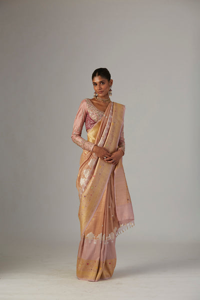 OLD ROSE BROCADE SAREE (2 PCS)