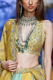 Yellow Viscose Dupion Scalloped Emb. Lehenga & Yellow Organza Emb. Dupatta (Sk-34b/dup Fa-56a/bls, Fa-56/leh)