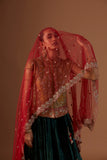 CRIMSON TULLE EMBROIDERED DUPATTA ( KZ-15A/DUP)