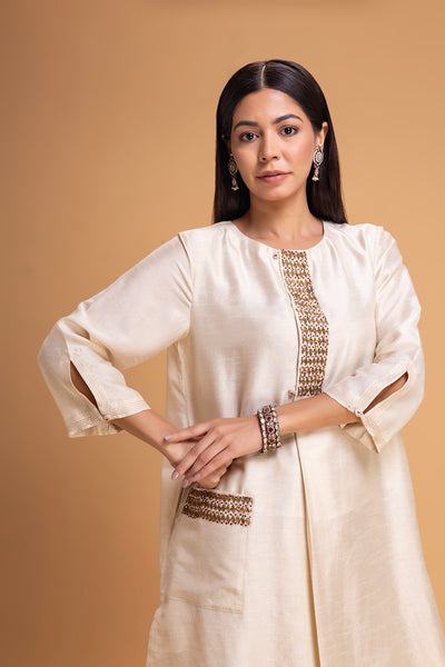 IVORY DUPION EMB. KURTA SET (2 PCS)