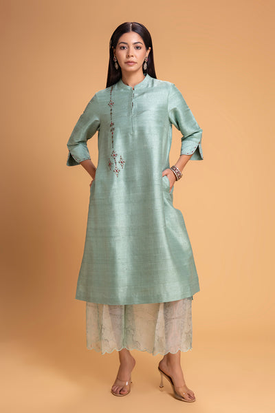 AQUA DUPION EMB. KURTA SET (2 PCS)