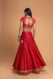 RED BROCADE LEHENGA SET (3 PCS)