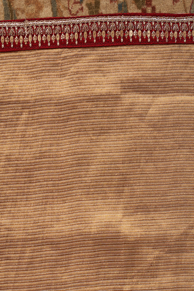 GOLD TISSUE SAREE WITH RED BORDER & UNSTITCHED BLOUSE(SRE-54) (2 PCS)