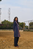 BLUE HANDWOVEN COTTON LONG JACKET (1 PC)