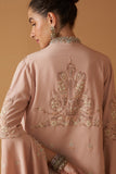 PEACH CREPE MOTI RESHAM  EMBROIDERED JACKET SET ( SE-03)