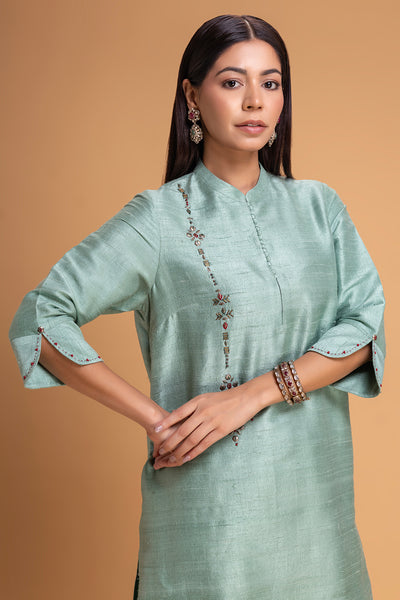 AQUA DUPION EMB. KURTA SET (2 PCS)