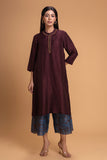 BROWN DUPION EMB. KURTA SET (2 PCS)