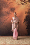 ONION PINK TUSSAR & ORGANZA EMB. TWO-PIECE SAREE SET(EVO-08) (3 PCS)