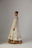 IVORY CHIFFON ANARKALI PAIRED WITH TULLE NET JACKET ( TL-89B)