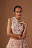 BLUSH TULLE NET 3D EMBROIDERY LEHENGA SET(4 PCS)