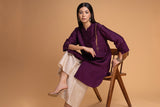 PURPLE DUPION EMB. KURTA SET (2 PCS)