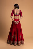 RED MUSHROO EMB LEHENGA SET (3 PCS)