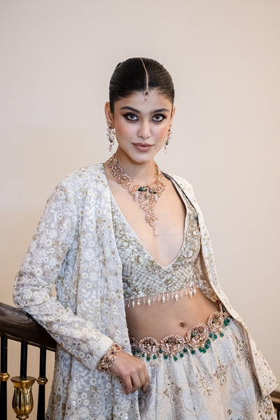 TOOSH BROCADE & GEORGETTE EMB. LEHENGA SET (EVO-02A) (2 PCS)