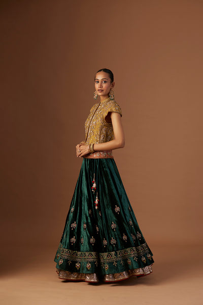 EMERALD GREEN EMBROIDERED LEHENGA (1 PC)
