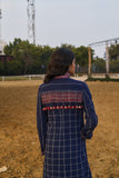 BLUE HANDWOVEN COTTON LONG JACKET (1 PC)