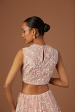 BLUSH TULLE NET 3D EMBROIDERY LEHENGA SET(4 PCS)