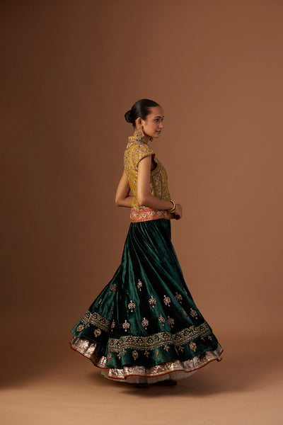 EMERALD GREEN EMBROIDERED LEHENGA (1 PC)