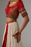 IVORY GAUZE CRINKLED LEHENGA SET WITH CHANDERI UNSTITCHED BLOUSE (BRM-25A))
