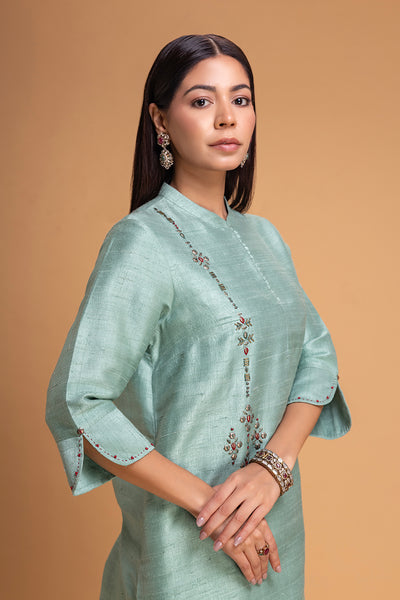 AQUA DUPION EMB. KURTA SET (2 PCS)
