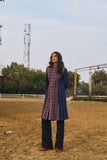 BLUE HANDWOVEN COTTON LONG JACKET (1 PC)